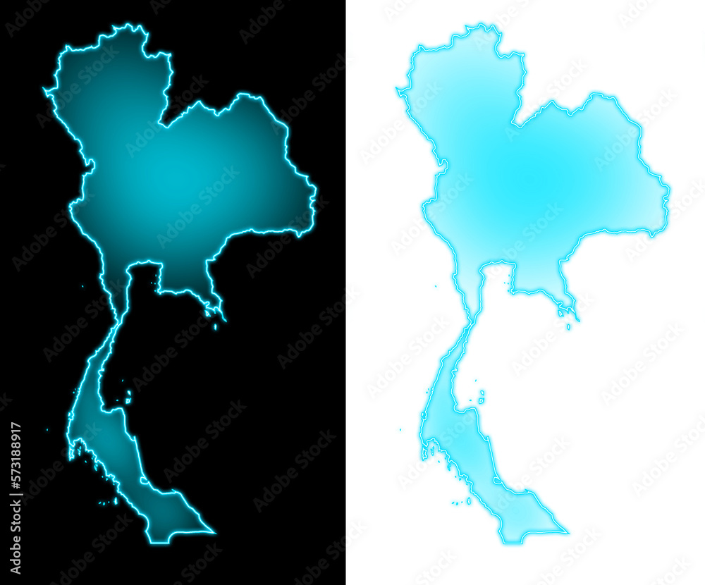 thailand map blue glow futuristic transparent background  transparent background
