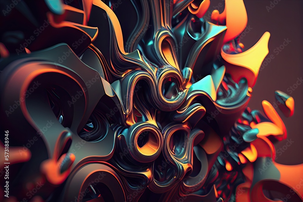 Abstract Geometric Shape Background with Curve Lines Design Generative AI