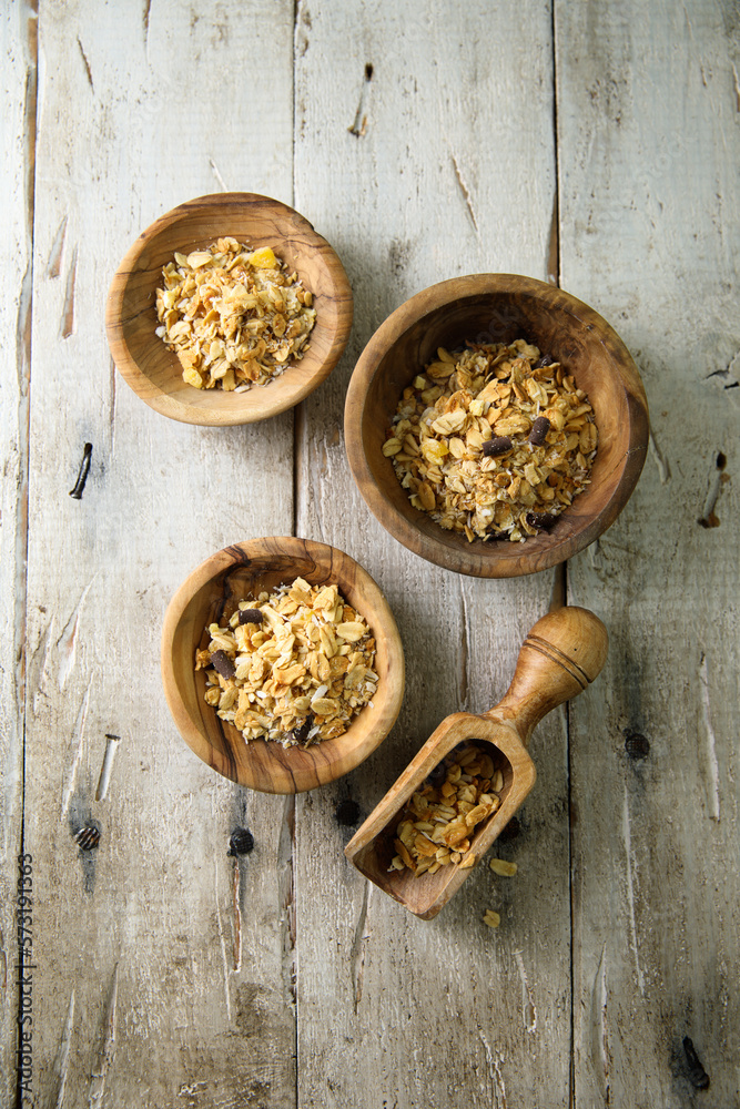 Traditional homemade granola with dried fruits
