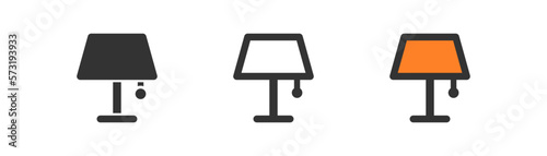 Floor lamp icon on light background. Home interior symbol. Lampshade, reading book, bedroom, desk lamp, modern . Outline, flat and colored style. Flat design. Vector illustration.