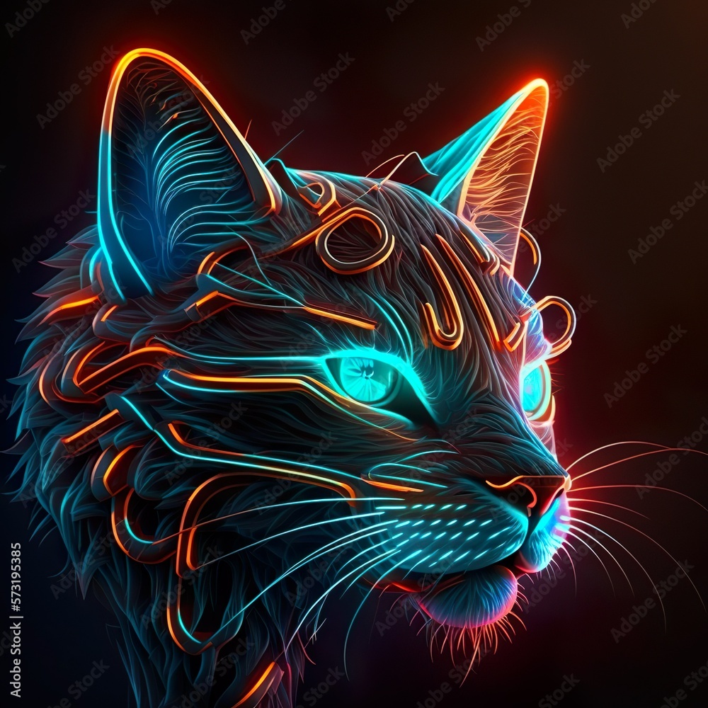Fototapeta Neon Cat 
