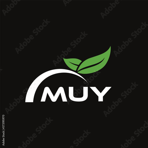 MUY letter nature logo design on black background. MUY creative initials letter leaf logo concept. MUY letter design.
 photo