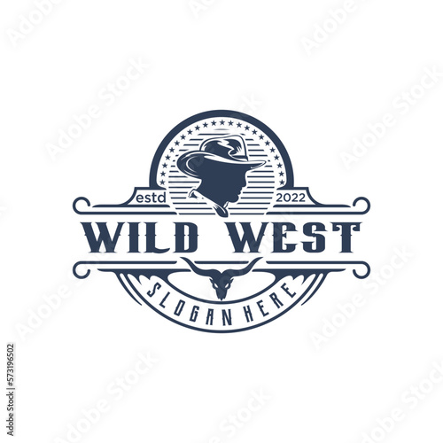 vintage cowboy logo design inspiration, vector eps 10