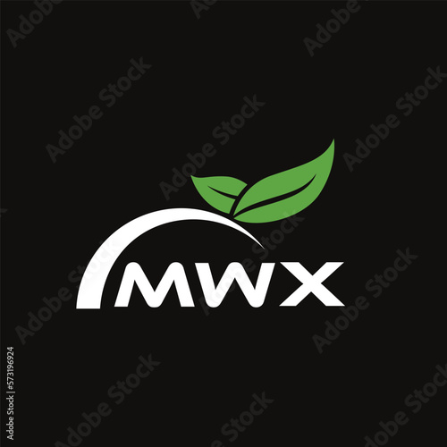 MWX letter nature logo design on black background. MWX creative initials letter leaf logo concept. MWX letter design.
 photo