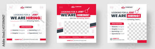 We are hiring job vacancy social media post banner design template with red color