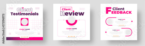 client feedback social media post banner set. Customer feedback testimonial social media post web banner template. client testimonials social media post banner design template.