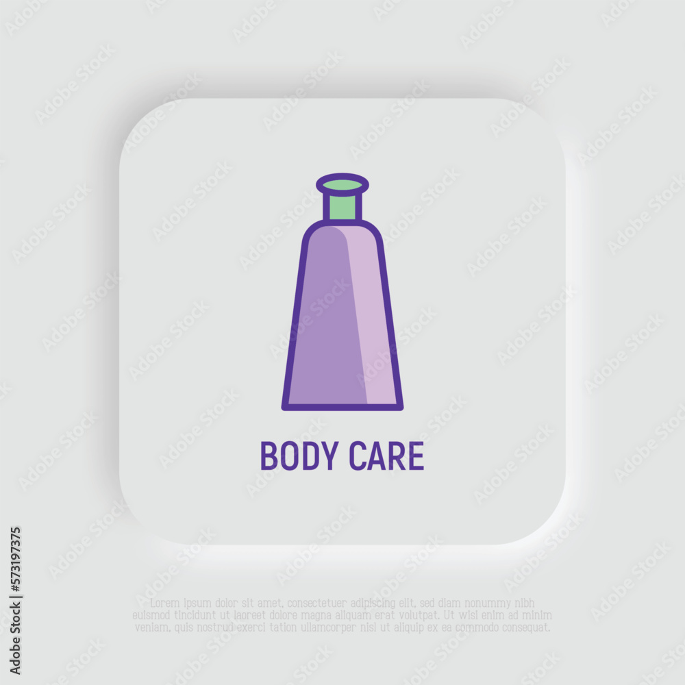 Body lotion thin line icon. Cosmetic treatment. Plastic tube. Modern vector illustration for beauty shop. Body lotion thin line icon. Cosmetic treatment. Plastic tube. Modern vector illustration for beauty shop.