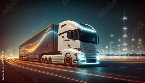 Autonomous Cargo Transportation Future - AV Cargo Truck - Generative AI © Silard