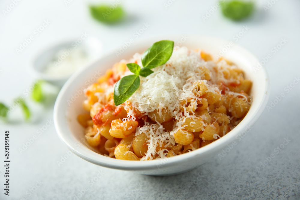 Pasta with tomato sauce and cheese Pasta with tomato sauce and cheese