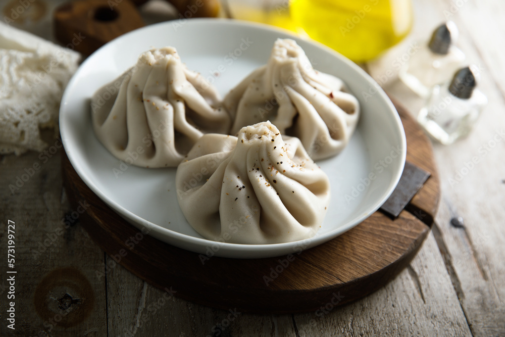 Traditional Georgian dumplings with black pepper Traditional Georgian dumplings with black pepper
