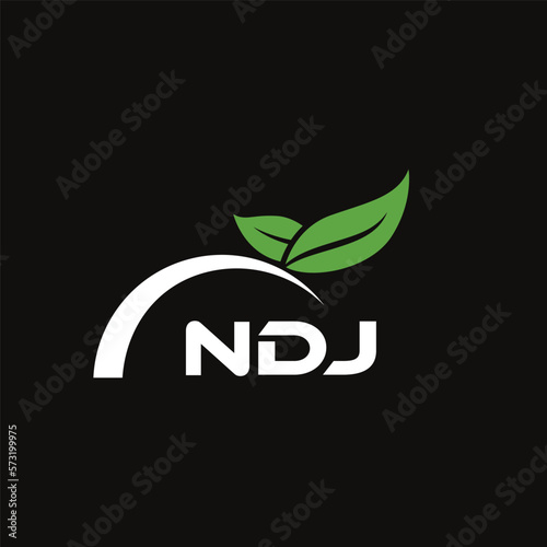NDJ letter nature logo design on black background. NDJ creative initials letter leaf logo concept. NDJ letter design.
 photo
