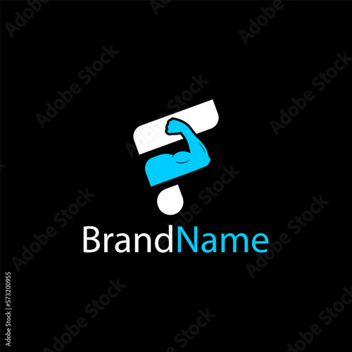 Letter F and hand Bicep Fitness logo icon stock vector