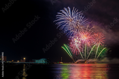 Fuochi d'artificio sul mare a Senigallia, Marche. photo