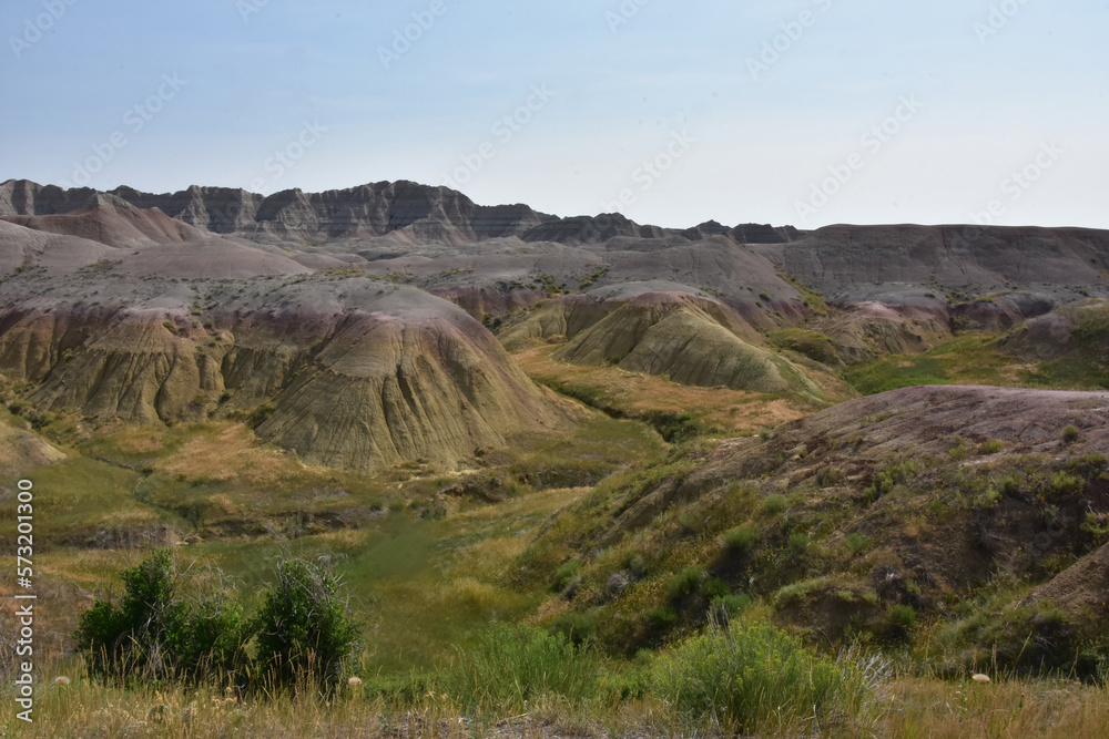Overlook into Valley Surrounded by Yellow Mounds Overlook into Valley Surrounded by Yellow Mounds