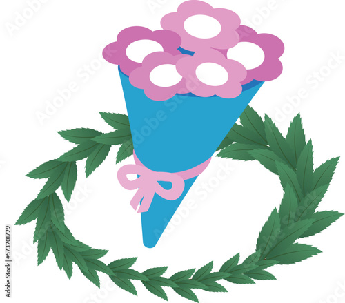 Winner bouquet icon isometric vector. Colorful flower bouquet and green wreath. Victory concept, rewarding