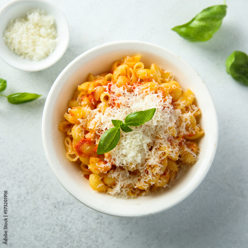 Pasta with tomato sauce and cheese Pasta with tomato sauce and cheese