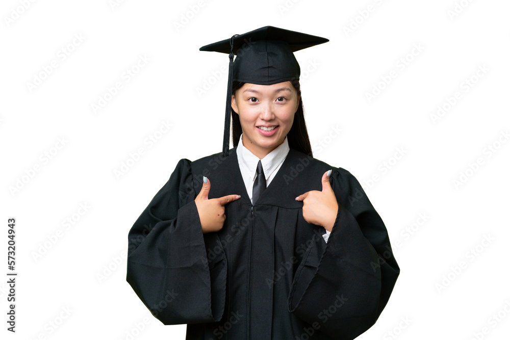 Young university graduate Asian woman over isolated background with surprise facial expression Young university graduate Asian woman over isolated background with surprise facial expression