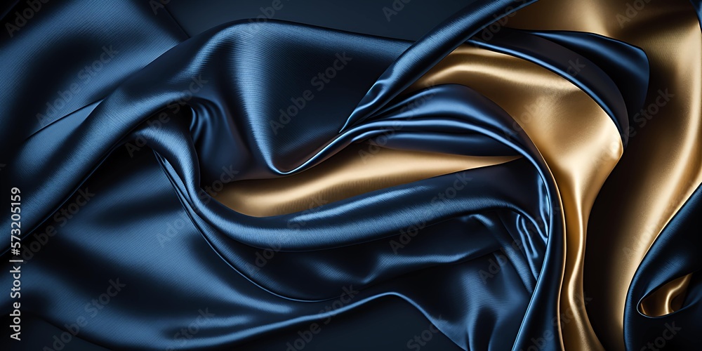 Fototapeta premium Navy blue silk satin. Generative AI.