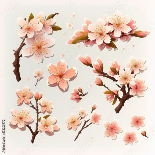 cherry blossom tree and sakura flowers, Generative AI