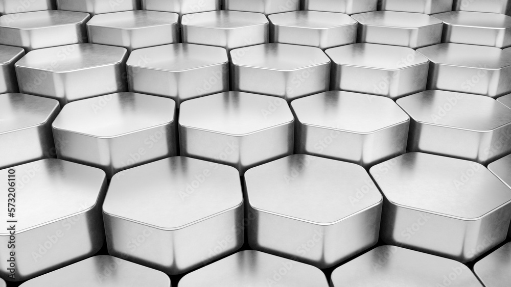 3d satin metal hexagon Background in White. 3d render illustration. 3d satin metal hexagon Background in White. 3d render illustration.