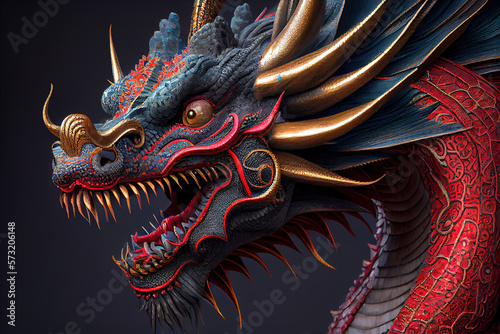 Traditional chinese dragon. Chinese Lunar New Year. Happy chinese new year 2024. Years of the Dragon. Generative AI technology