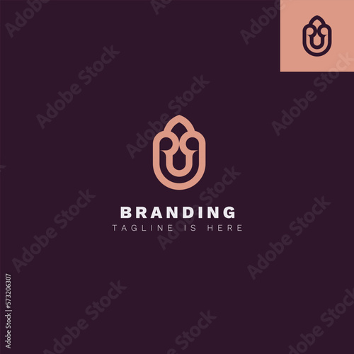 Logo letter U Simple and unique with crown, concept letter U and Crown using color brown (ID: 573206307)