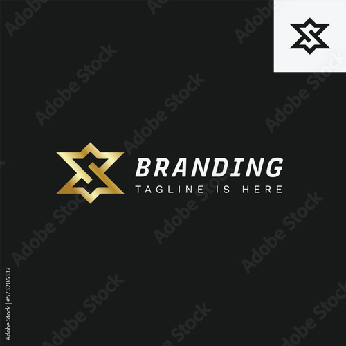 Golden Star Letter S Logo Design Ideas (ID: 573206337)