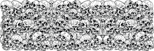Human skulls stacked horrors scene vectors