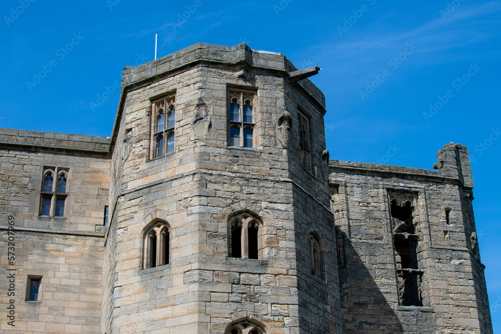Warkworth Castle keep in Northumberland, UK