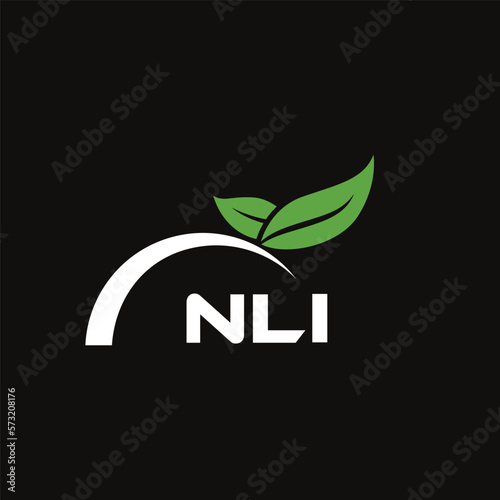 NLI letter nature logo design on black background. NLI creative initials letter leaf logo concept. NLI letter design.
 photo