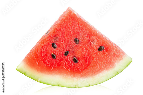 Slice of watermelon on white background. Watermelon berry fruit. Full depth of field.
