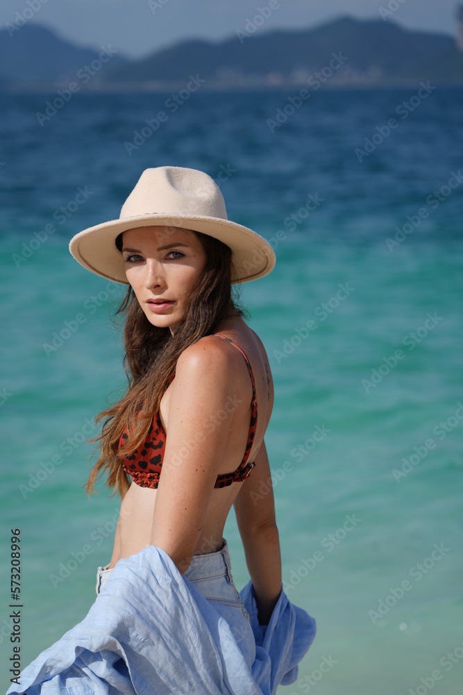 woman on the beach in krabi thailand, poda island, model shooting woman on the beach in krabi thailand, poda island, model shooting
