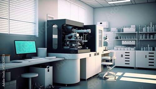 Scientific, research laboratory, pharma, biotech lab interior, AI generative