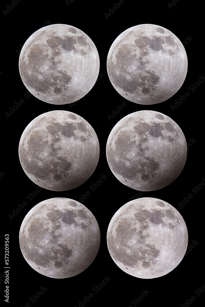 Obraz premium 6 Different phases of a partial lunar eclipse