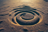 A circle in the sand. Zen Japanese garden. Background. Generative AI