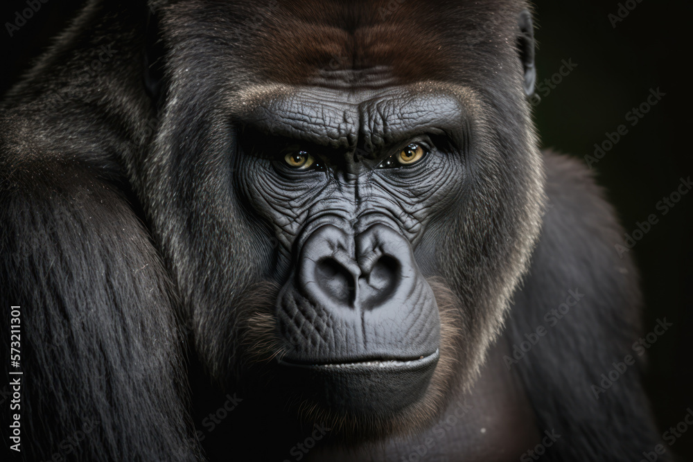 Gorilla portrait, Generative AI Gorilla portrait, Generative AI