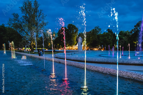 Multimedia Fountain Park in Podzamcze area in Warsaw, Poland