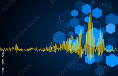 Future technology concept background. Illustration, circuit. Wave. ECG.