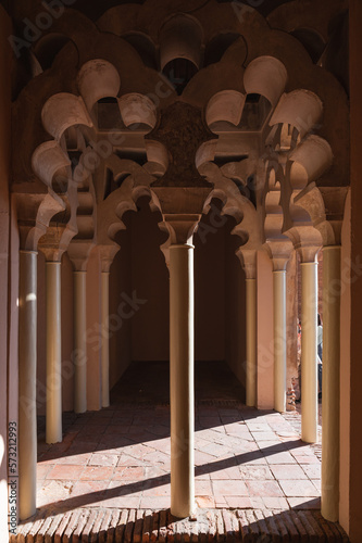 Intersecting multifoil arches in the side annex of Taifa-period palace, Alcasaba, Malaga, Spain
