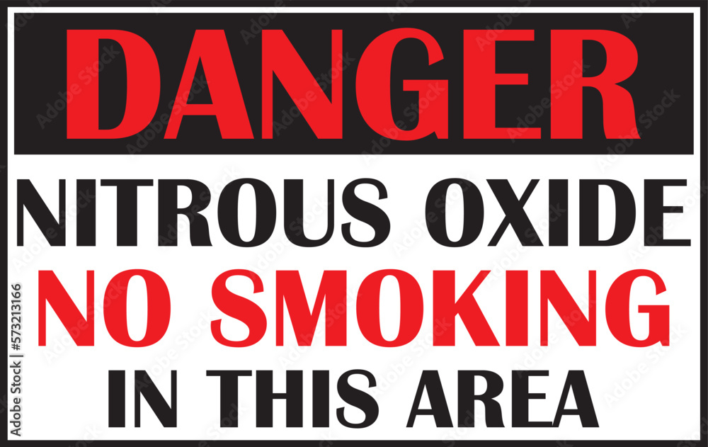 Nitrous oxide no smoking in this area warning sign vector, nitrous