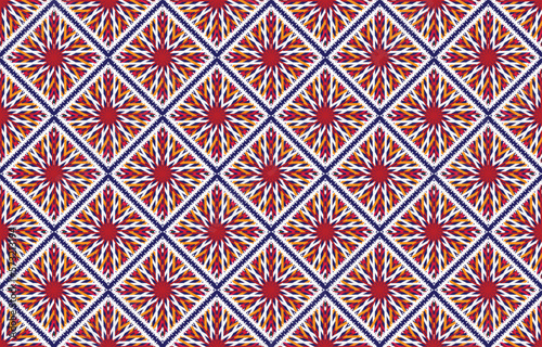 Geometric vector background with sacral tribal ethnic elements. Traditional triangles gypsy geometric forms sprites tribal themes apparel fabric tapestry print