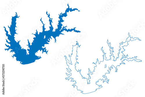 Lake Ray Roberts Reservoir (United States of America, North America, us, usa, Texas) map vector illustration, scribble sketch Ray Roberts Dam map