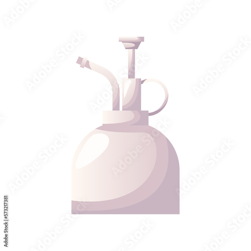 Water sprayer houseplant care. Housework tool for indoor house plant in flowerpot. Home garden, greenhouse, gardening lover. Domestic store poster, banner, flyer, advertising, promo.Cartoon vector