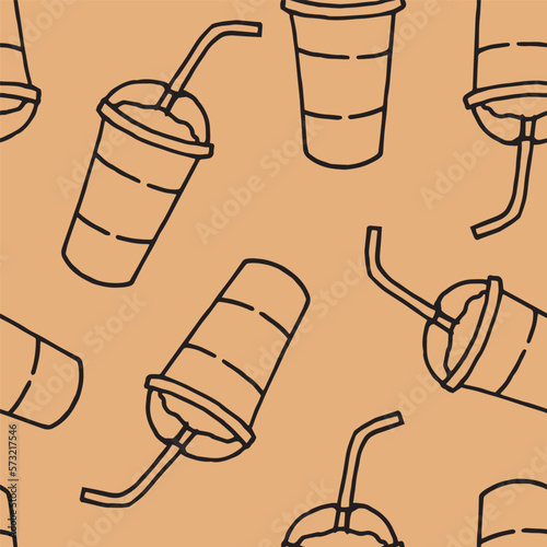 paper cup pattern on beige background