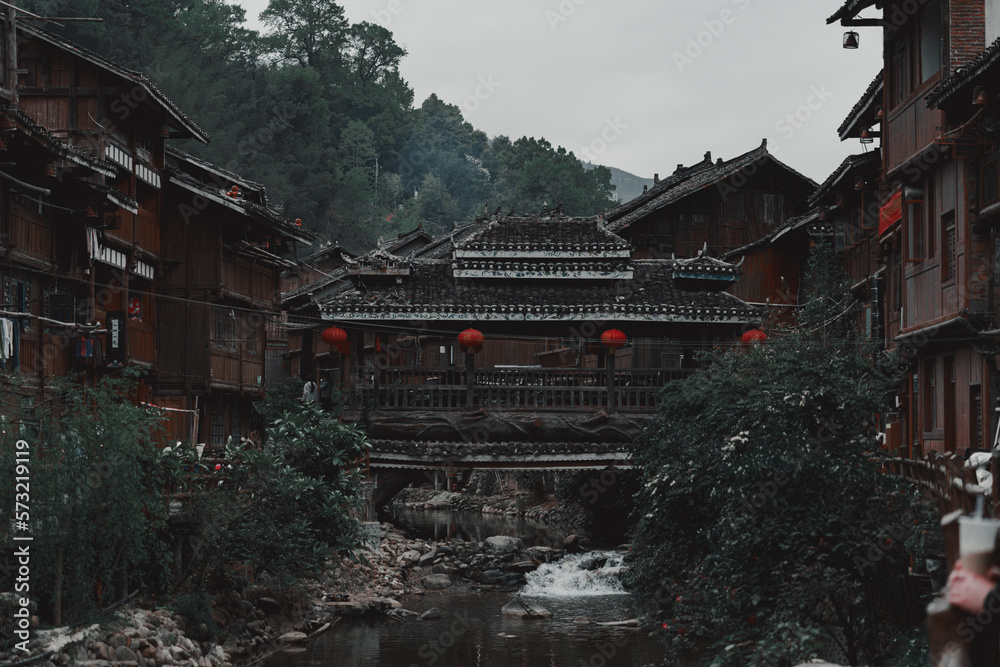 Obraz premium view of the Dong village of Zhaoxing, Guizhou, China.
