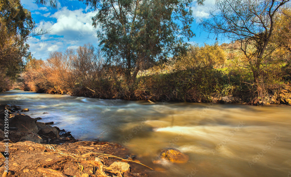 Jordan river stream clear blue sky