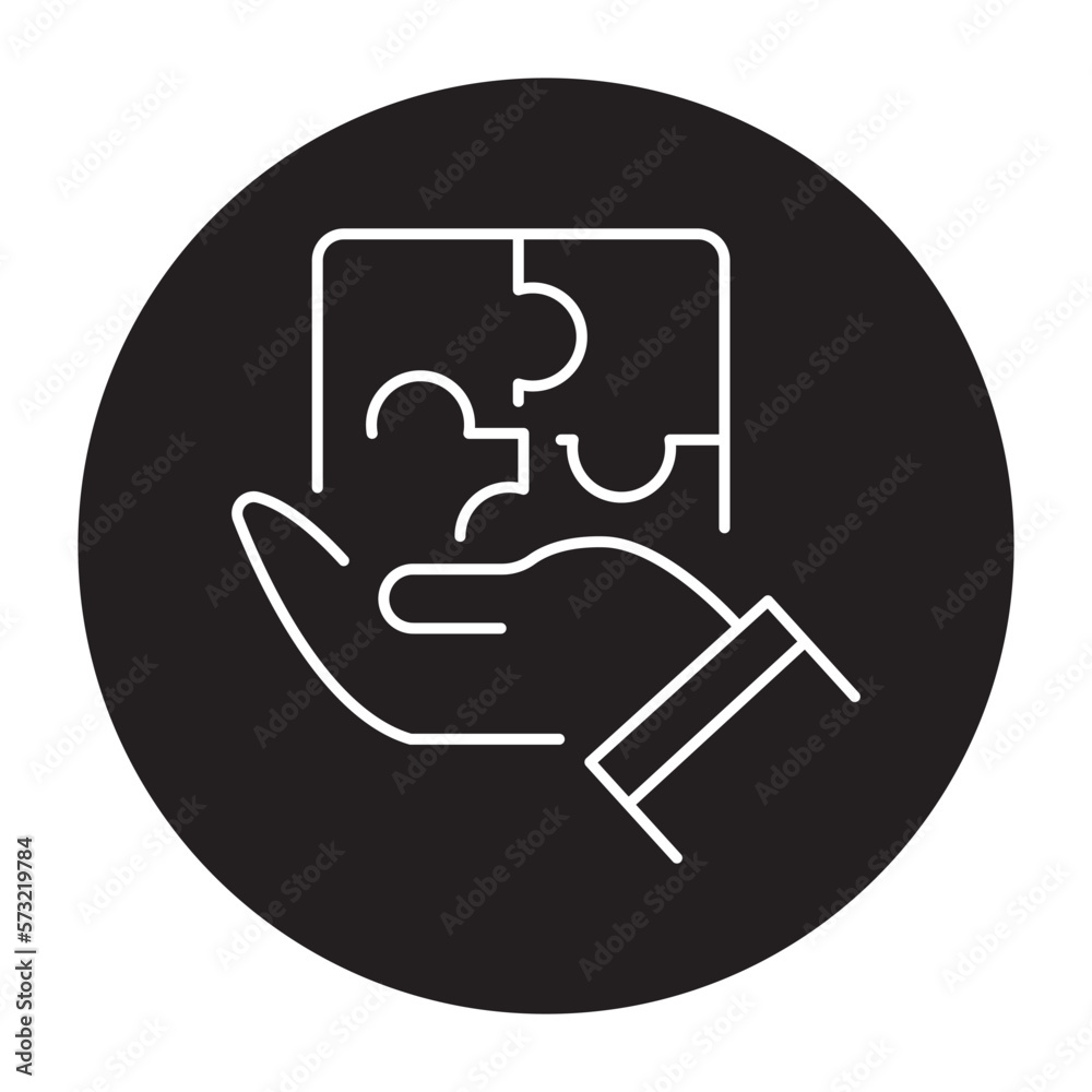 Puzzles in hands color line icon. Problem-solving. Puzzles in hands color line icon. Problem-solving.