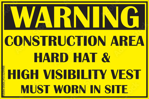 Wallpaper Mural Construction site warning sign vector, high visibility jackets must be worn warning sign vector, hard hat must be worn warning sign vector Torontodigital.ca