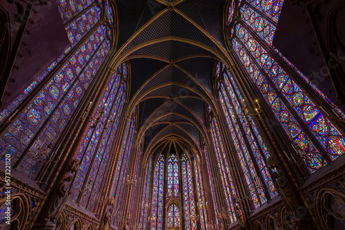 Fotografi Paris, France - 2022, August 31: interior view of the Sainte-Chapelle