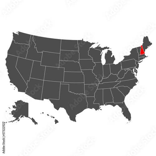 New Hampshire vector map. High detailed illustration. Country of the United States of America. Flat style. Vector